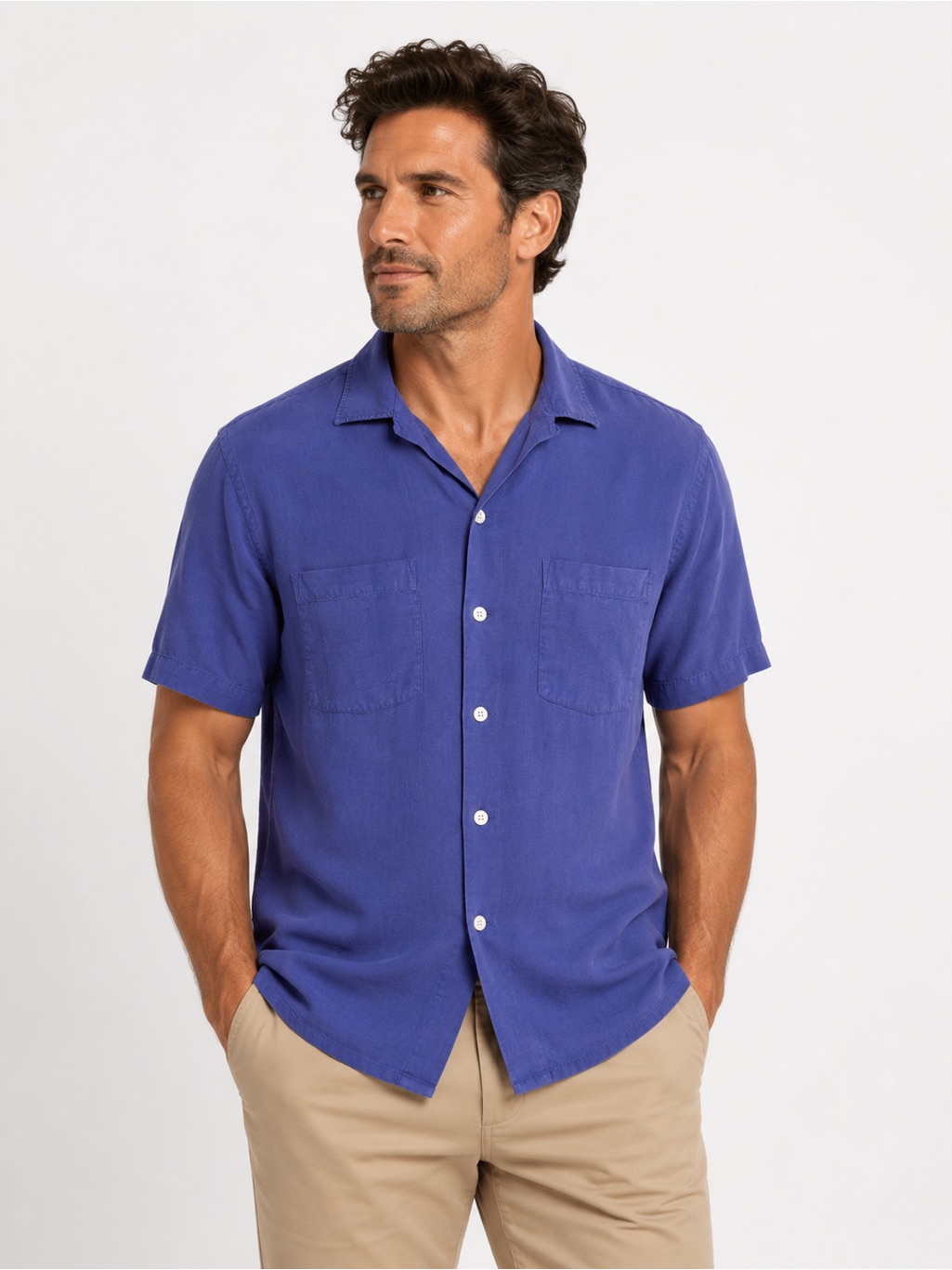 Polo Ralph Lauren Linen Silk Navy Button Up Camp Shirt Men’s Xl